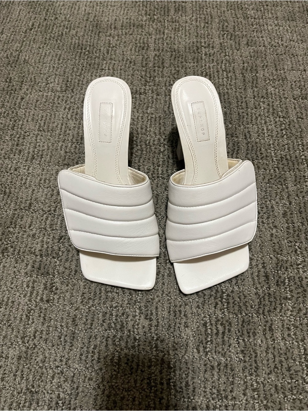 TopShop White Quilted Slide Heels
